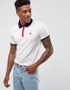 Fila Vintage Striped Polo Shirt In White - White