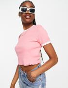 Pieces Ringer T-shirt In Bright Pink