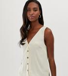 Asos Design Tall Button Through Tank In Crinkle-white