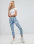 Bershka Mottled Wash Jean - Blue