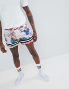 Jaded London Mesh Shorts In Floral Print - White