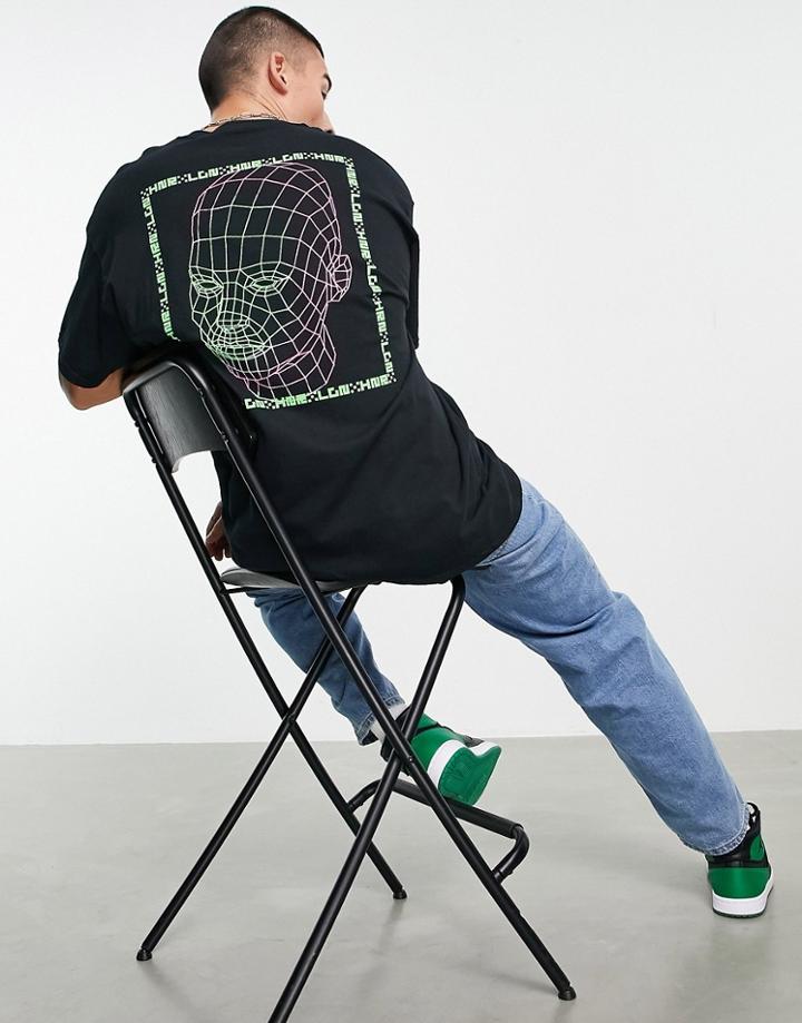 Hnr Ldn Rave Face Backprint Oversized T-shirt-black