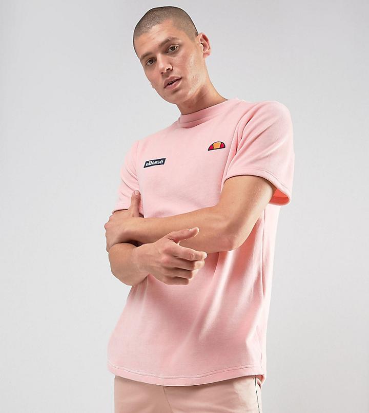 Ellesse Velour Scooped Hem T-shirt In Pink - Pink