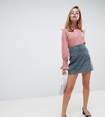 Lost Ink Petite Mini Skirt In Dalmation Polka Dot - Green