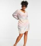 Ever New Curve Sequin Drape Mini Dress In Pastel Ombre-multi