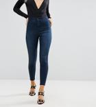 Asos Petite Rivington High Waisted Jegging In Paulie Dark Stone Wash - Blue