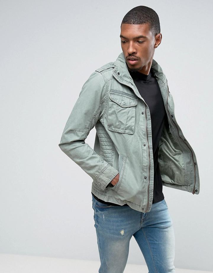 Tom Tailor Cotton Biker Jacket - Green