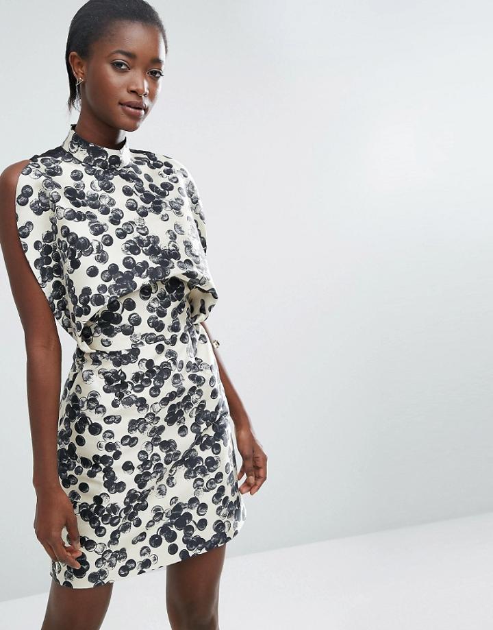 Asos White Mini Dress In Polka Dot - Multi