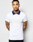 Diesel Polo T-leonardo Slim Fit Pique Chest Panel And Contrast Collar In White - White