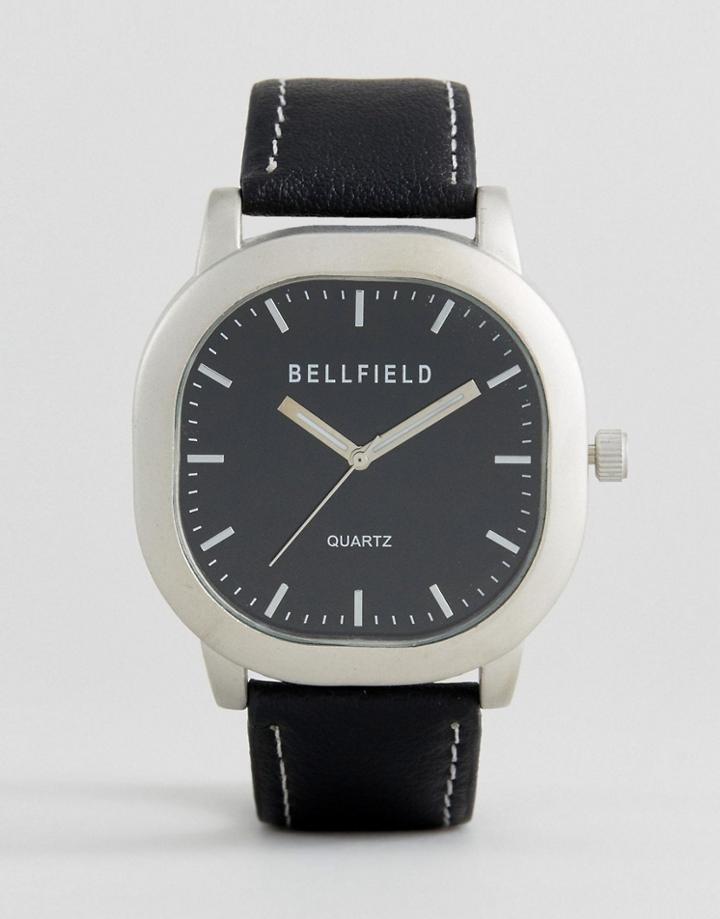 Bellfield Watch With Black Strap And Silver Case - Black