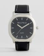 Bellfield Watch With Black Strap And Silver Case - Black