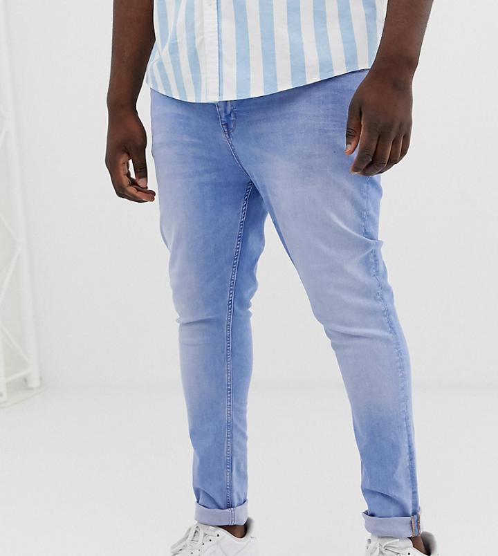 Asos Design Plus Super Skinny Jeans In Light Wash Blue - Blue