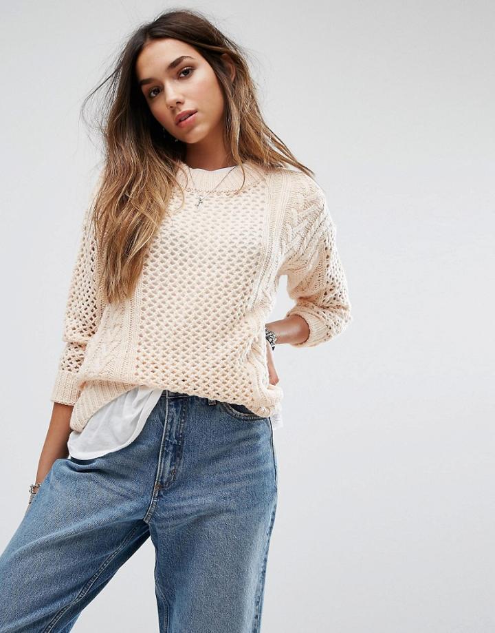 Noisy May Loose Knit Sweater - Pink