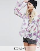 Reclaimed Vintage Smock Top In Floral Chiffon - Multi