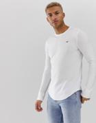 Hollister Icon Logo Waffle Long Sleeve Top In White