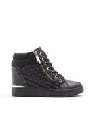 Aldo Ailanna Wedge Sneakers With Faux Fur Lining-black