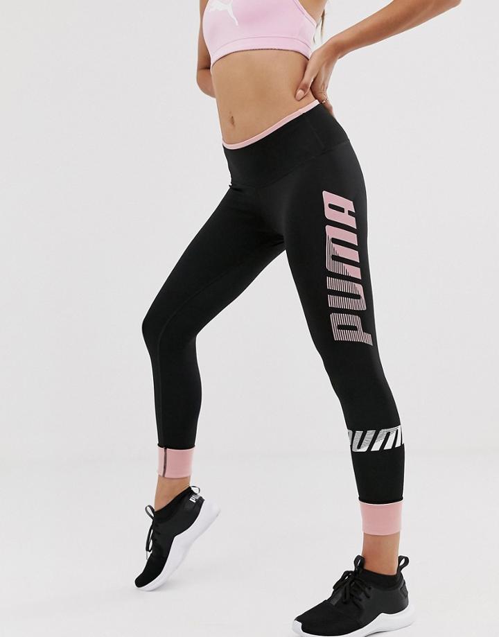 Puma Modern Sport Turn Up Leggings In Black And Pink