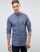 Jack & Jones Long Sleeve Shirt With Grandad Collar - Navy