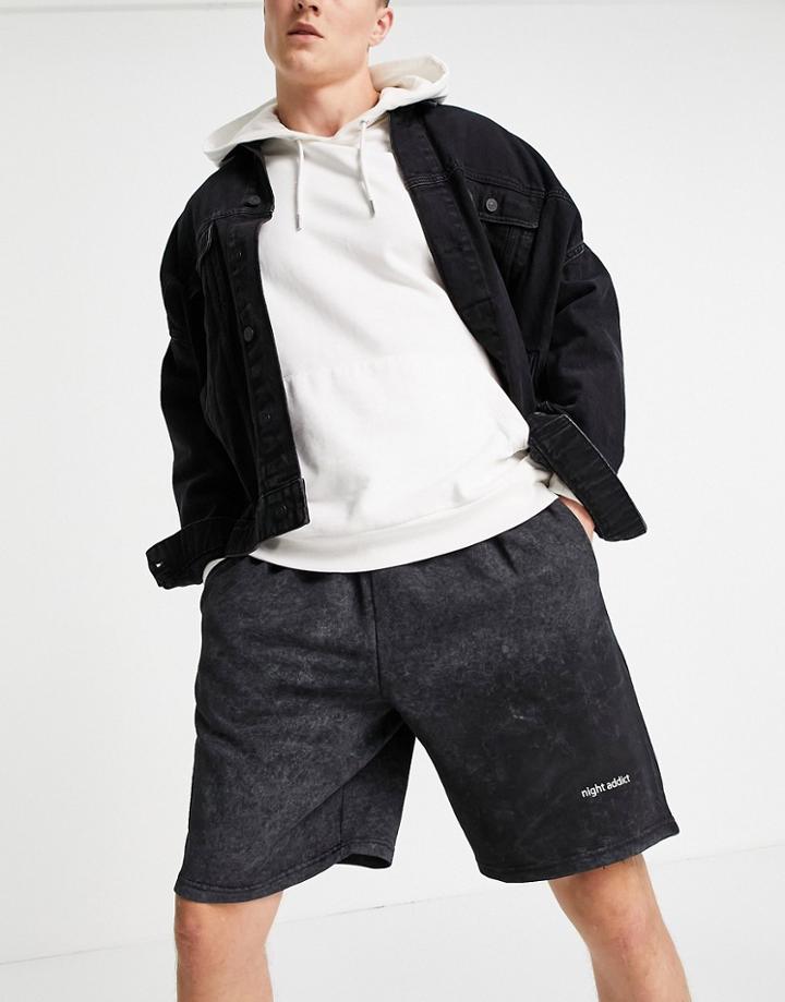 Night Addict Logo Shorts In Acid Black