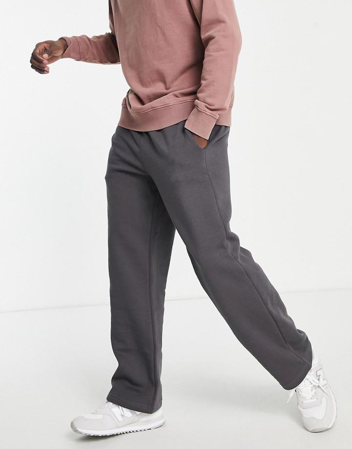 Topman Wide Leg Sweatpants In Charcoal-grey
