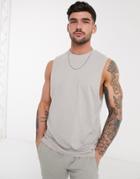 Topman Slub Tank In Gray-grey