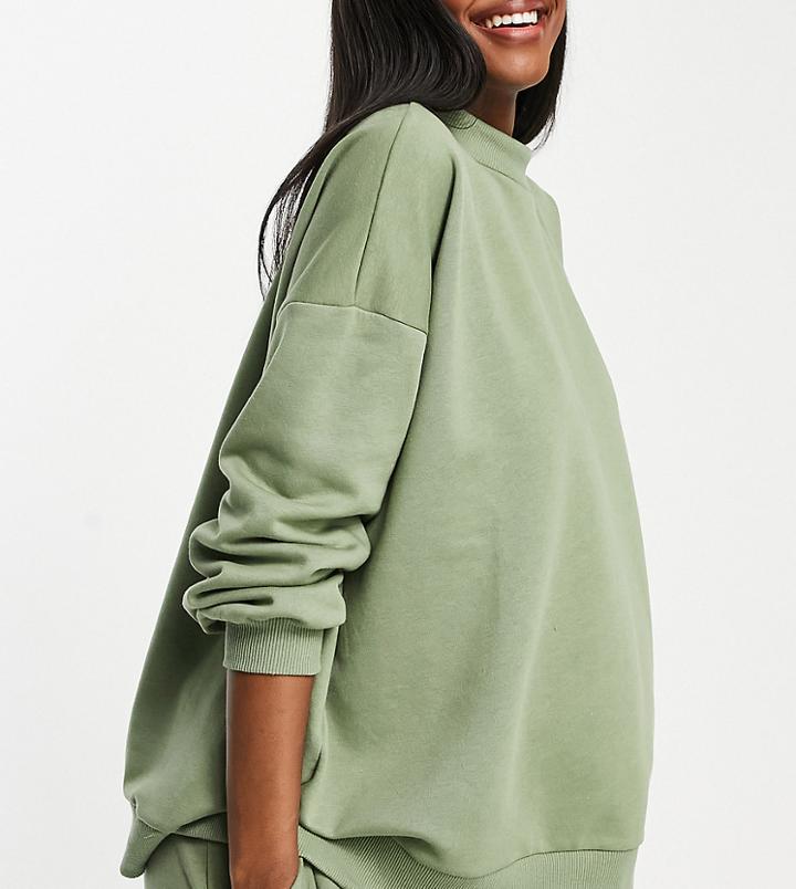 Chelsea Peers Maternity Eco Jersey Oversized Lounge Sweatshirt In Sage Green