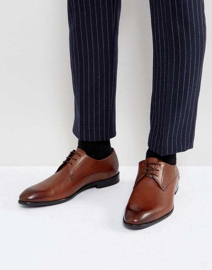 Hugo By Hugo Boss C-dresios Burnished Calf Leather Lace Up Derby Shoes In Tan - Tan