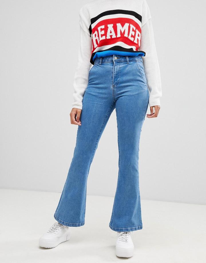 Chorus Flared Jeans With Star Foil Back Pockets-blue