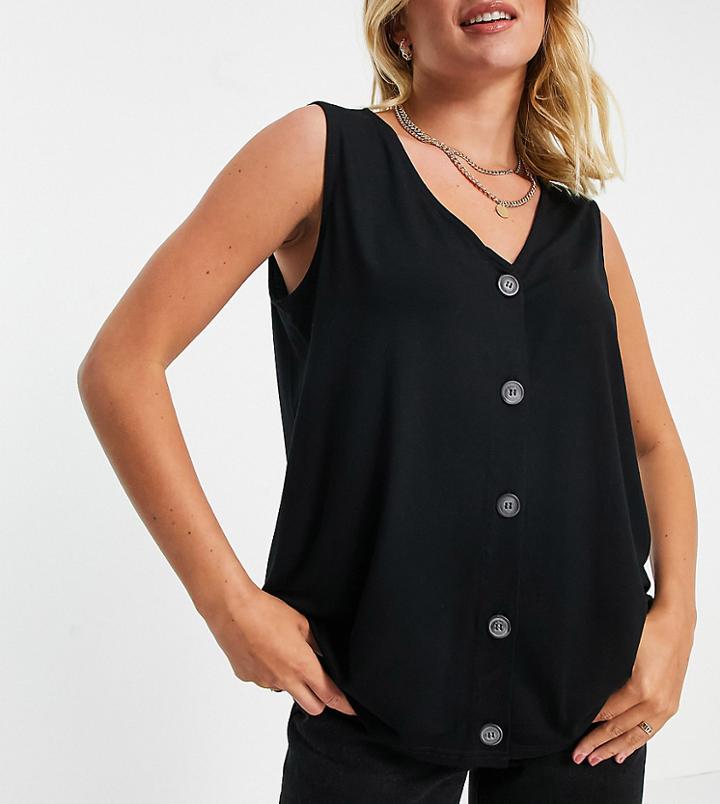 Asos Design Maternity Nursing Button Down Tank In Black