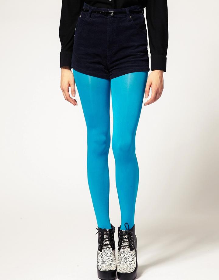 Asos 80 Denier Winter Turquoise Tights - Blue