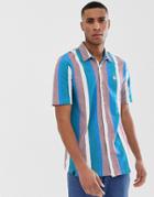 Le Breve Striped Short Sleeve Shirt-blue