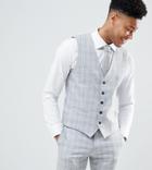 Selected Homme Tall Skinny Fit Vest In Gray Check - Gray