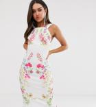 True Violet Strap Back Midi Dress In Mirrored Floral Print - Multi
