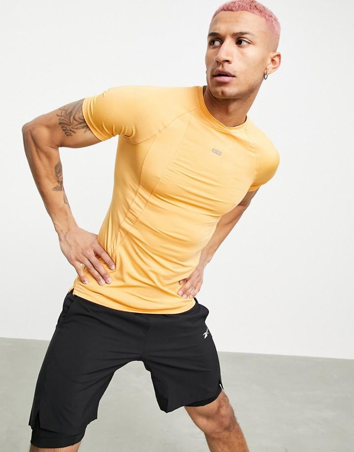 Asos 4505 Running T-shirt With Seam Detail In Recycled Polyester-orange