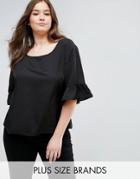 Rage Plus Frill Short Sleeve Top - Black