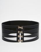 Pieces Caged And Elastic Waist Belt - Black