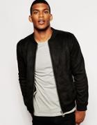 Barneys Faux Suede Bomber Jacket Faux With Faux Fur Lining - Black