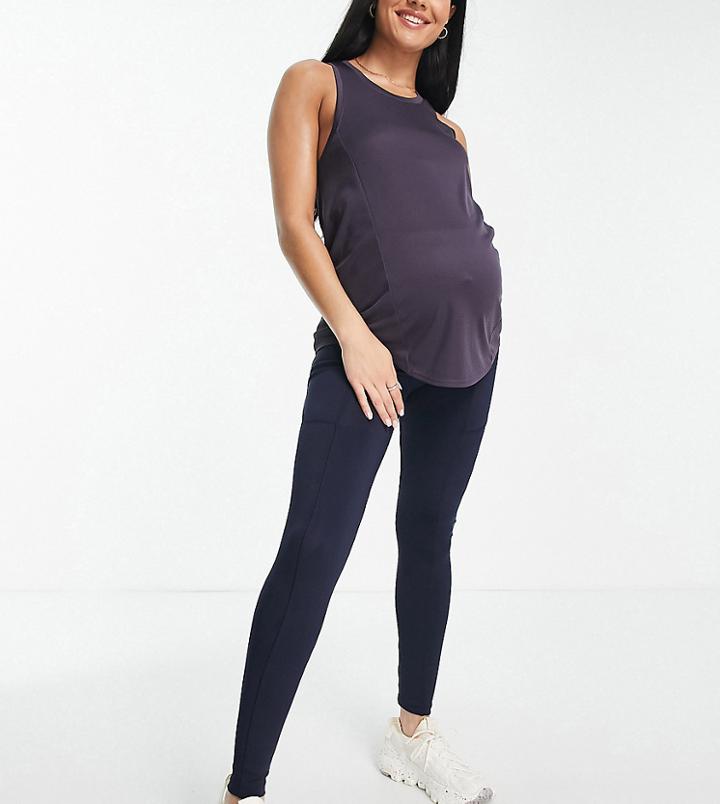 Asos 4505 Maternity Icon Leggings With Bum Sculpt Detail-navy
