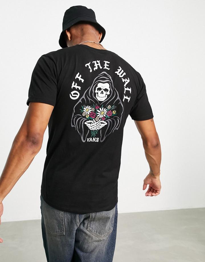 Vans Bouquet Reaper Back Print T-shirt In Black-white