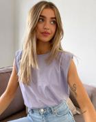 Pull & Bear Volume Shoulder Tank In Lilac-purple