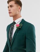 Asos Design Super Skinny Suit Jacket In Dark Green