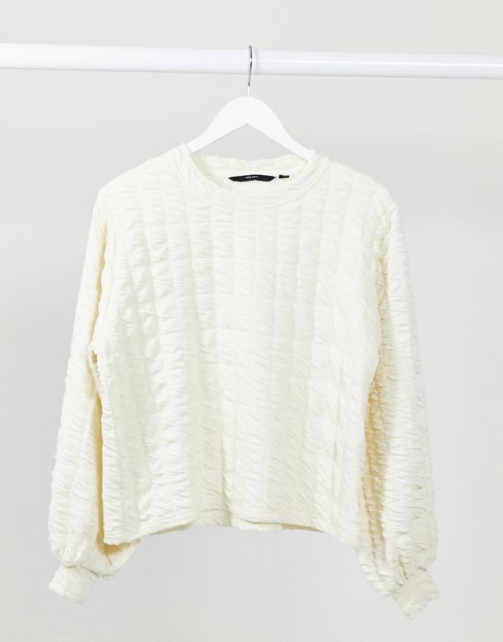 Vero Moda Textured Sweater In Cream-white