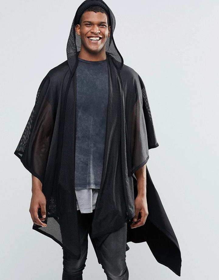 Asos Mesh Cape In Black - Black