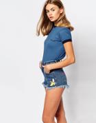 Rollas Logo Ringer T-shirt - Blue