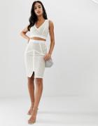 The Girlcode Bandage Skirt With Lace In Cream Two-piece