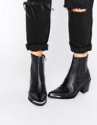 Asos Reneta Leather Western Chelsea Boots - Black