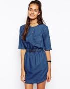 Asos Denim Waisted Denim T-shirt Dress - Blue