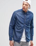 Cheap Monday Avoid Denim Shirt Logo Small Scout Blue - Scout Blue