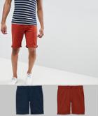 D-struct Tall Chino Shorts 2 Pack - Red