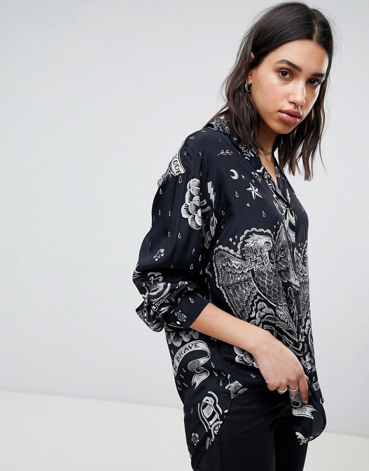 Diesel Tattoo Print Shirt - Black